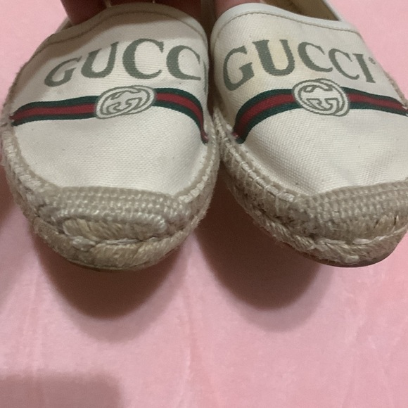 Gucci White Canvas Logo Espadrilles - Picture 2 of 10